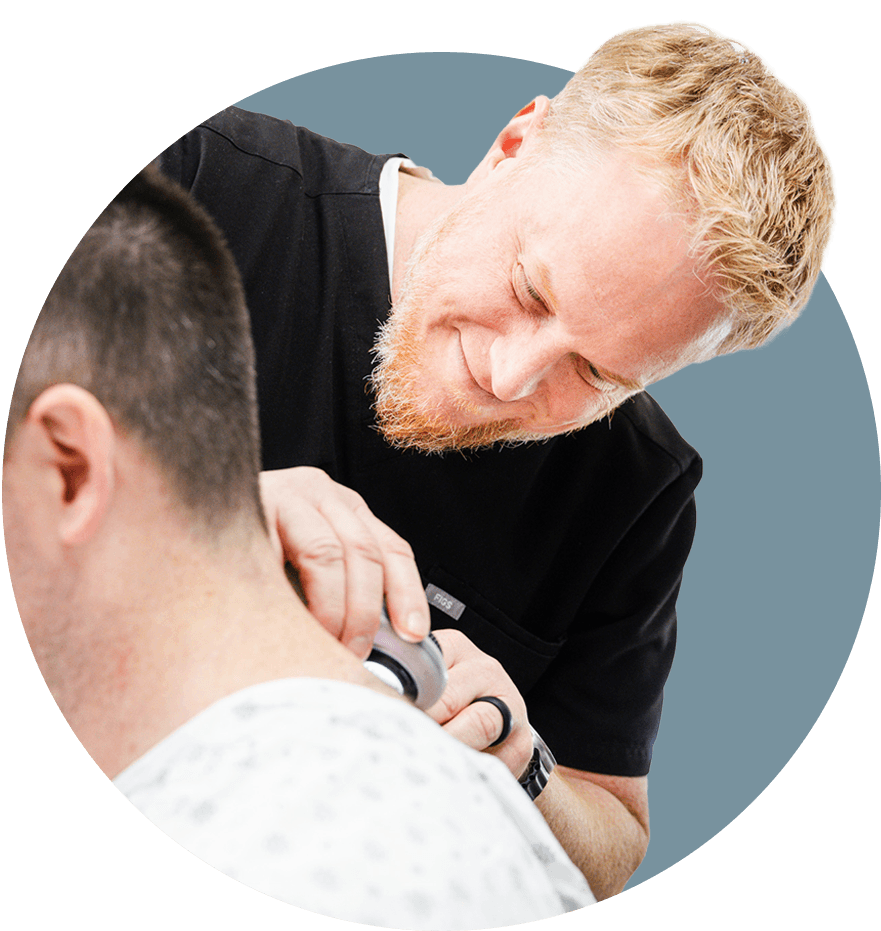 Dr Stephen Moyer with patient