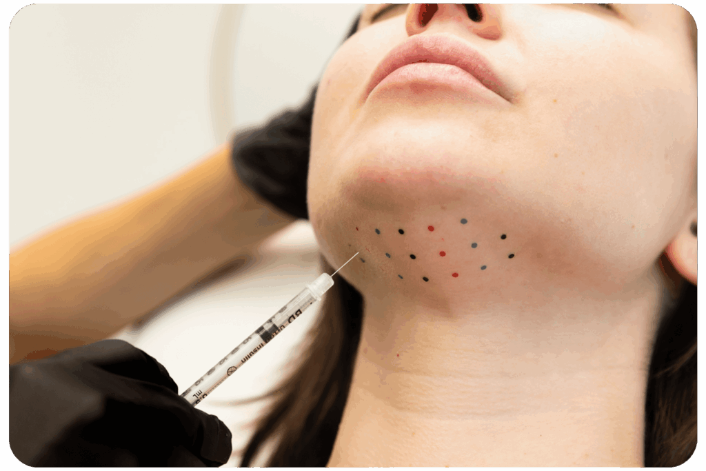 Kybella treatment grid on the underside of the chin