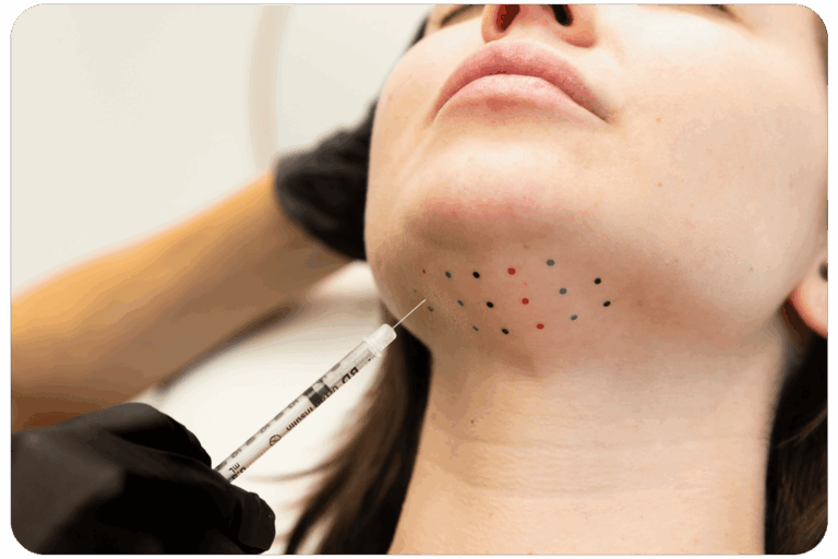 Kybella treatment grid on the underside of the chin