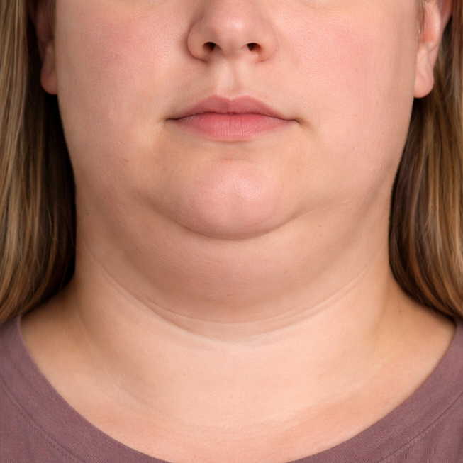 Woman's double chin