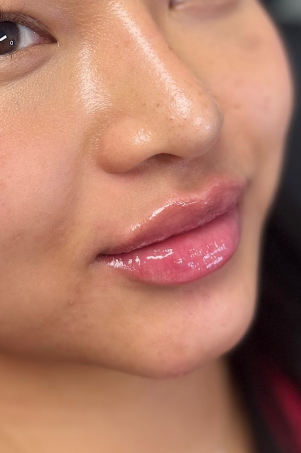 Patient lips close up of face